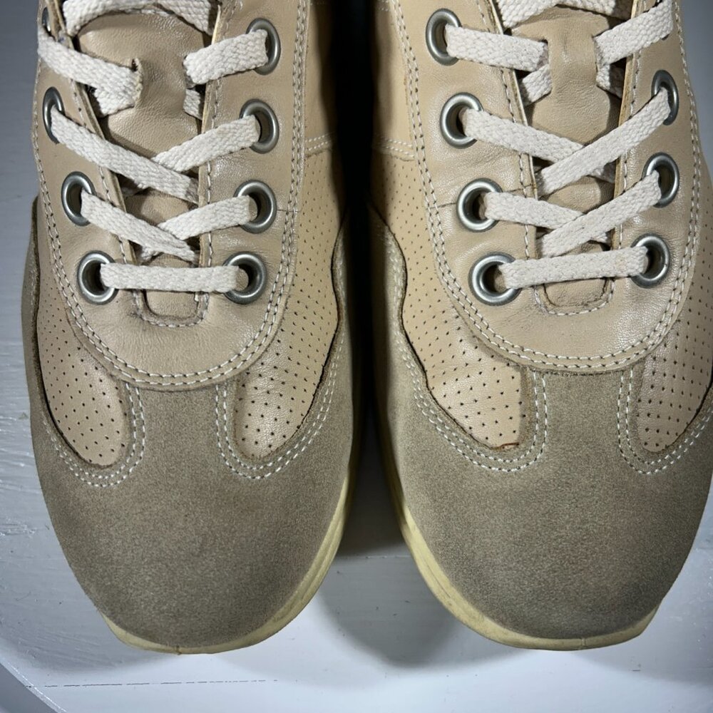 ECCO Womens Casual Suede Leather Sneakers Size 9.5 EU 40 Arch Support Lace Beige - Picture 5 of 13